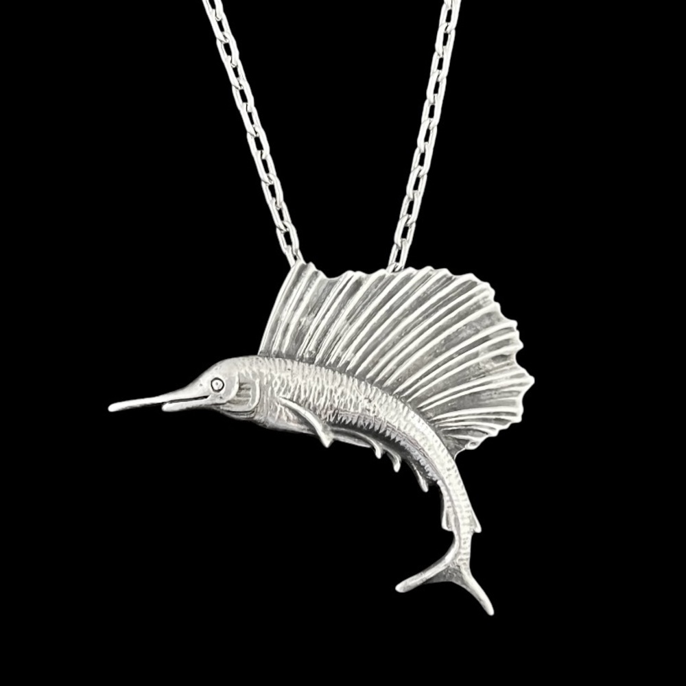 Vintage Jo Michels sterling silver sailfish brooch pin